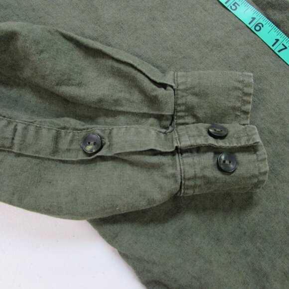 Liz Baker Woman Olive Green Linen/Cotton Button Down Top 1X - Picture 9 of 12